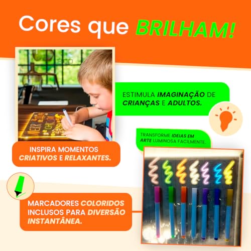 Prancheta de Desenho com Luz LED A4 USB – Mesa de Luz com Iluminação, Ideal para Desenho, Planner, Lembretes e Crianças Quadro Desenho Luminária Led Para Escrita Apagável Premium