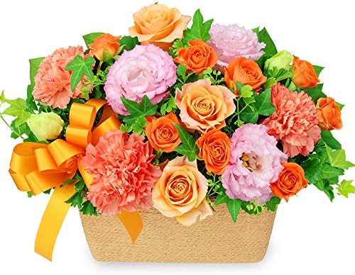 結婚記念日 オレンジバラとトルコキキョウのバスケット Yb00 花キューピット 花 ギフト お祝い 驚きの値段で 記念日 プレゼント 生花 妻 ブライダル お礼 夫 祝花 感謝 誕生日