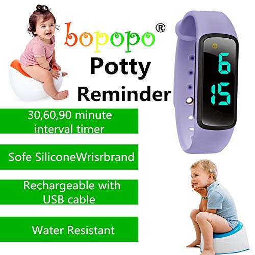 bopopo Potty Training Watch - Baby Reminder Water Resistant Timer - Potty Trainer for Girls & Boys - Kids & Toddler Training Toilet Watches - LED Screen,9 Songs Loops