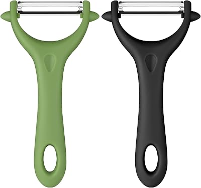 AUAUY 2Pcs Potato Peeler Y-Shaped Swivel Non-Slip Ergonomic Handle Stainless