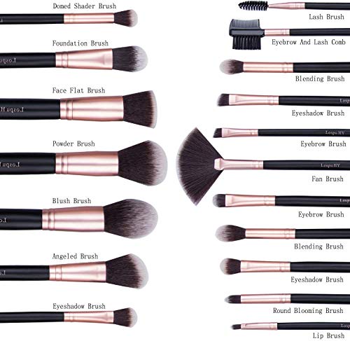 18 PCS Set Makeup Brushes Pink Gold Synthetic High-End for Foundation Blending Powder for Face Blush Concealers Eye Shadow