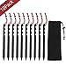 GiBot 10 Pack Camping Tent Stakes Nails Pegs Aluminum Alloy Ultralight Heavy Duty, Black