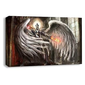 Canvas Wall Art Angel and Dragon Pictures Home Wall Decorations for Bedroom Living Room Paintings Canvas Prints Framed - 12x18 inches