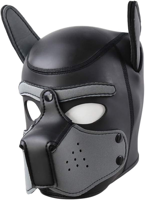 Viloong Unisex Rubber Full Face Pup Play Mask Hood Novelty Cosplay Costume Animal Dog Head Masks Toys
