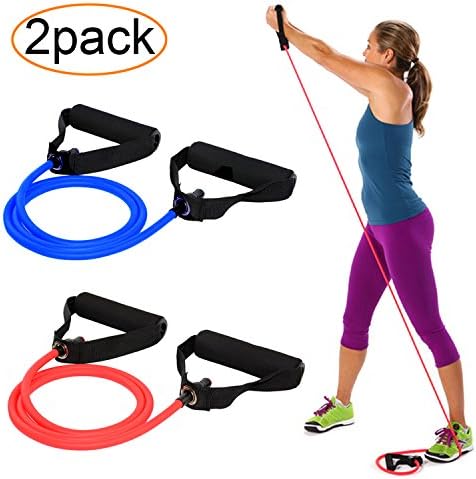 AXYSM Exercise and Resistance Bands 2 Set, Resistance Tubes with Foam Handles 2 Levels - Medium/Heavy for Pilates, Yoga, Physical Therapy, Rehab & Improving Mobility