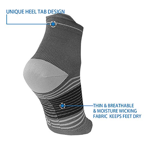Compression Socks Sleeves (2 Pairs) for Heel Pain Relief, Best Compression Foot Sleeves with Arch Support for Plantar Fasciitis, Heel Pain, Foot & Ankle Support, Dark Grey M