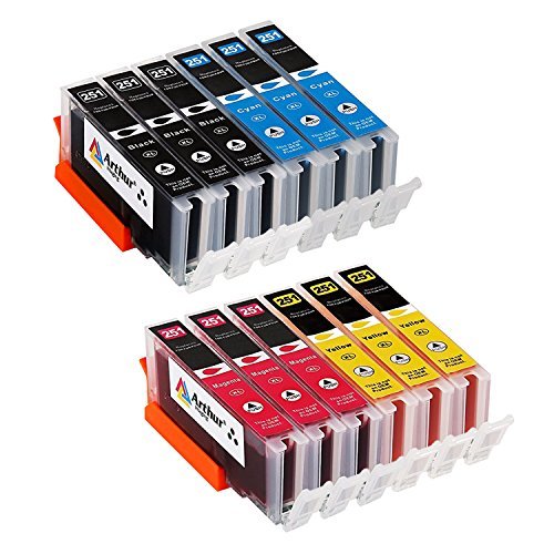 12 Pack Arthur Imaging Compatible Ink Cartridge Replacement for 251XL (3 Black, 3 Cyan, 3 Yellow, 3 Magenta, 12-Pack)