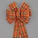 Orange Tartan Plaid Halloween Fall Wreath Bow in 2 Size Options