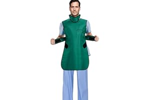 Heytaful Xray Radiation Apron Shield Half Lead Apron for 0.5mmpb X-Rays Grass Green M with Lead Thyroid Shield Collar Lightweight
