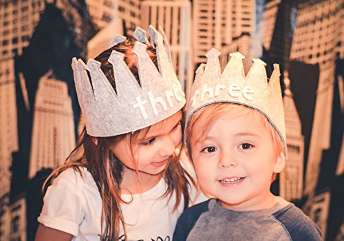 Toddler Third "three" Crown Birthday Gray White Party I am 3 B-Day Hat Girl Boy