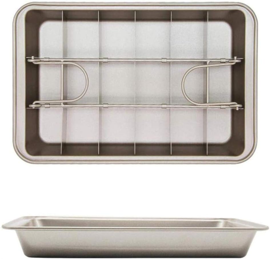Baking Trays,Non-Stick Brownie Pan with Dividers Pan with Compartment, 18 Pre-Sliced Non-Stick Coated Palm Baking Trays, No Bisphenol A Carbo,Baking Trays Non Stick,Brown