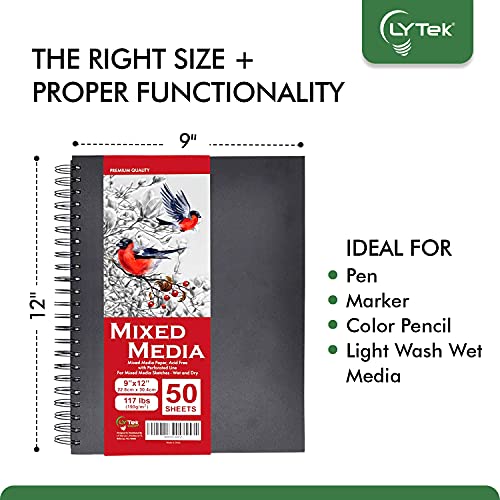 LYTek Mixed Media Sketchbook,Multimedia Sketch Book Hardcover, for Drawing,Sketching and