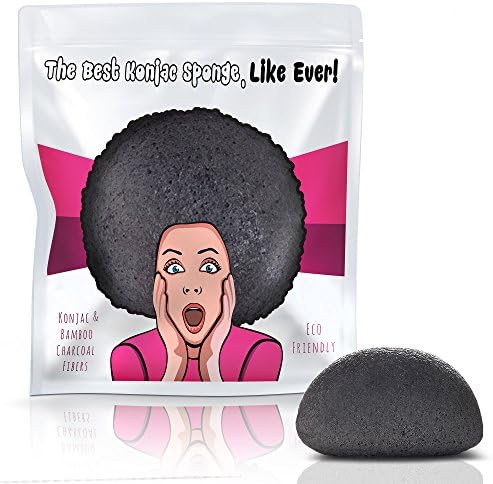 Limited Edition Konjac Sponge By Partie Naturals Activated Charcoal - Facial Sponge, 100% Natural Sponge Suction