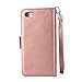 iPhone 6 Plus Wallet Case, iPhone 6s Plus Case, SUPZY Leather Detachable Magnetic Flip 9 Card Slots Holder Wrist Strap Purse Removable Slim Protective Cover for iPhone 6 Plus 5.5 inch (Rose Gold)