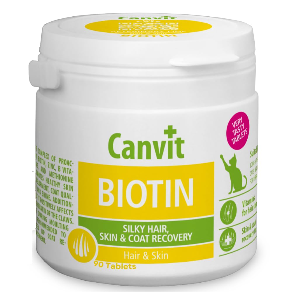 Canvit Skin & Coat Care for Cats | Vitamins & Supplements with Biotin, B2, B3 & B5 | Supports Healthy Skin & Shiny Coat | 90 Tablets