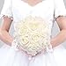 Febou Artificial Flowers, 50pcs Real Touch Artificial Foam Roses Decoration DIY for Wedding Bridesmaid Bridal Bouquets Centerpieces, Party Decoration, Home Display (Delicate Type, Ivory)