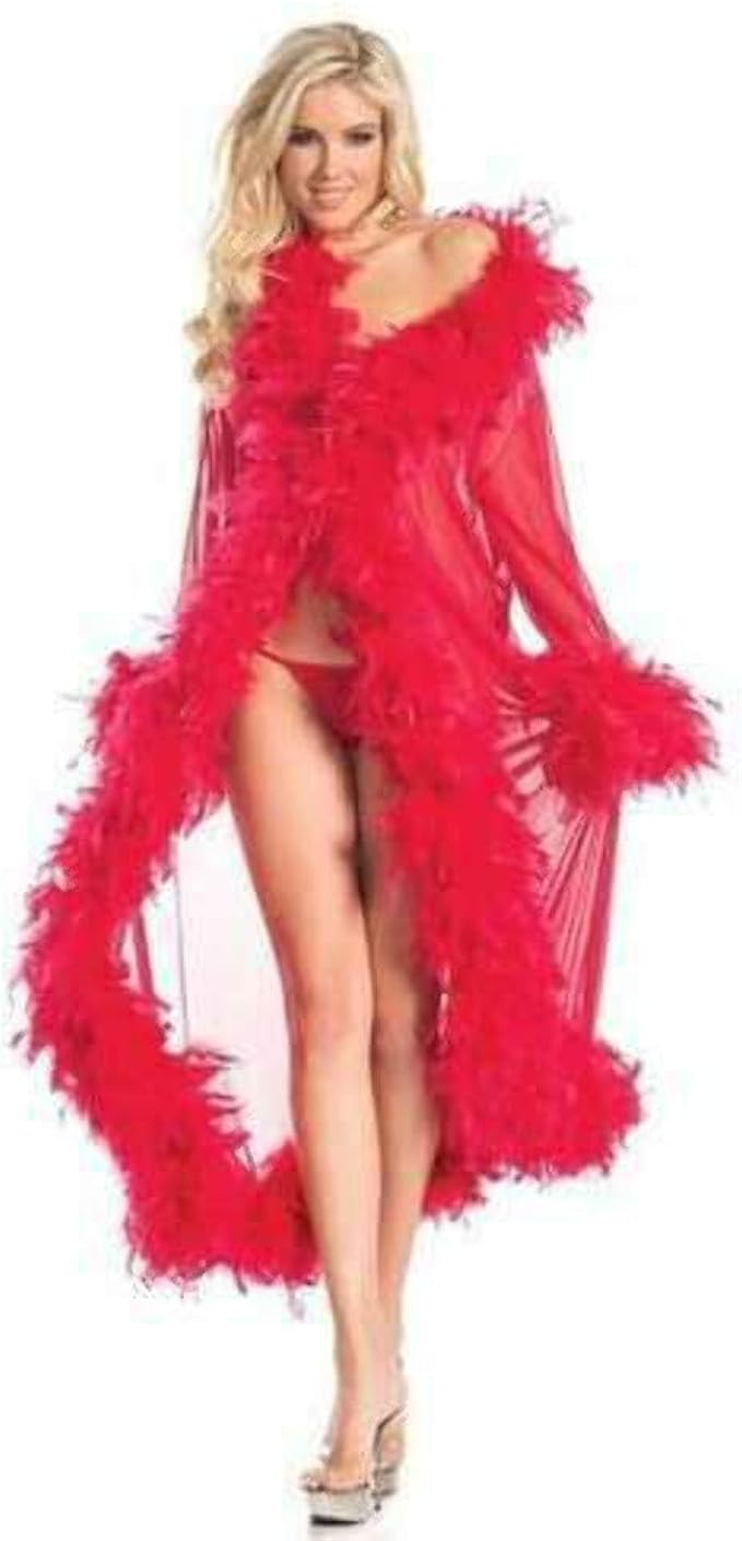 premium fluffy trim maxi robe