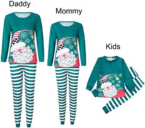 GzxtLTX Daddy Mommy and Me with Baby Christmas Family Matching Pajama Set Santa Claus Printed with Stripe Pants