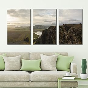 3 Panel Canvas Wall Art - Majestic Natural Landscape Triptych Canvas Series - Quiet Cliffs - Giclee Print Gallery Wrap Modern Home Art Ready to Hang - 16"x24" x 3 Panels