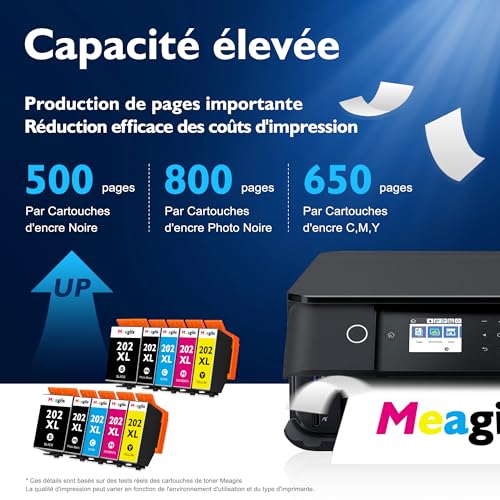 Meagiis 202XL Ink Cartridge Compatible with Epson 202 XL 202XL for Expression Premium XP-6000 XP-6005 XP-6100 XP-6105 XP6000 XP6005 XP6100 XP6105 (2 Black, 2 Photo Black, 2 Cyan, 2 Magenta, 2 Yellow)
