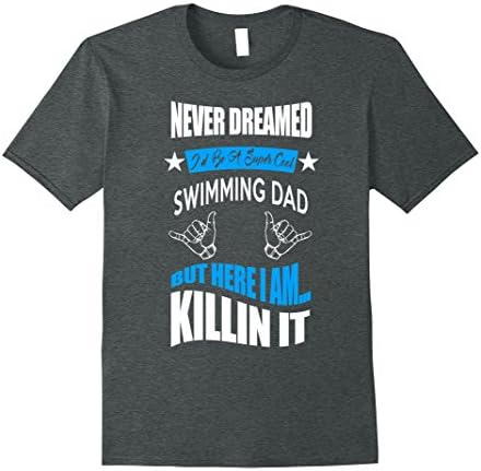 Mens Funny Swimming Shirt For Dads 3XL Dark Heather