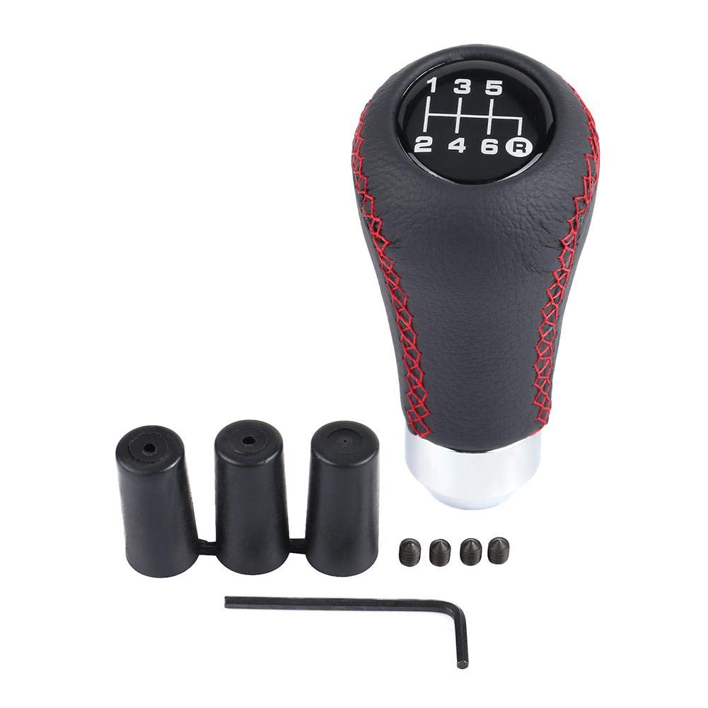 Aramox 6 Speed PU Universal Gear Shift Knob with 3 Hoses (Red)