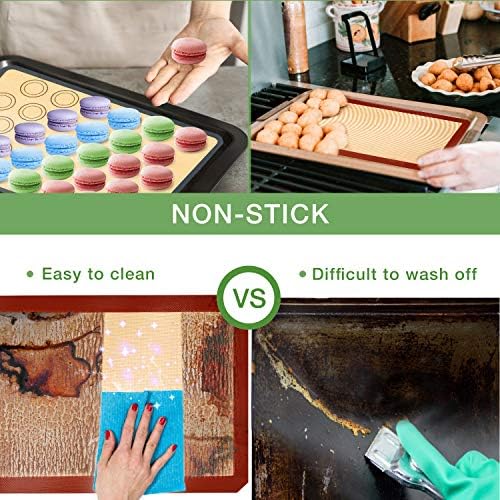 Vemingo Tapis de Cuisson en Silicone,3 Pièces sans BPA Anti-Adhérent Toile Feuille de Cuisson Patisserie,Inclure Gant de Cuisine et Brosse en Silicone, Réutilisable, Facilement Lavabet(40 * 30) - Cuisine A Vivre Vemingo Tapis de Cuisson en Silicone,3 Pièces sans BPA Anti-Adhérent Toile Feuille de Cuisson Patisserie,Inclure Gant de Cuisine et Brosse en Silicone, Réutilisable, Facilement Lavabet(40 * 30)