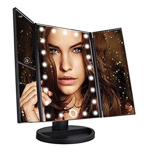 Lighting s 1x/2x/3x tri-fold magnifying vanity makeup m…