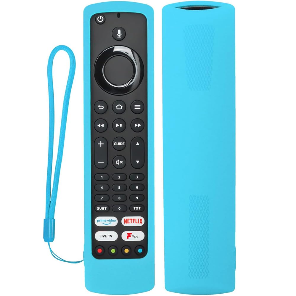 Remote Case Compatible with Fire TV Omni/TCL 2022 CF630 Remote YKF494-B203/Xiaomi Fire Smart TV F2/ CT-8565 Remote/JVC RM-C3253,Silicone Remote Cover Shockproof,Washable,with Loopp (Glow Blue)