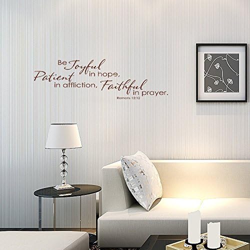 32 x 11 Be Joyful In Hope Patient in Affliction Faithful in Prayer Romans 1212 Wall Decal Sticker Art Mural Home Decor Scripture Bible God Christian Quote Verse Religious for Bedroom Living Room