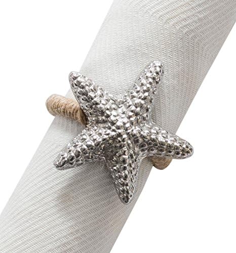 Kemp &amp; Beatley Jute Starfish Napkin Ring One Size Silver/beige