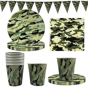 Camouflage-Military-Party-Kit-FANDE-41pcs-Camo-Party-Supplies-Set-Disposable-Camo-Tableware-Set-Paper-Plates-Paper-Cups-Napkin-Pennant-Banner-Army-Birthday-Decorations Camouflage Military Party Kit, FANDE 41pcs Camo Party Supplies Set Reusable Camo Tableware Set Paper Plates Paper Cups…
