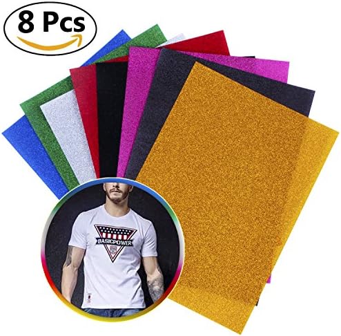 Glitter Heat Transfer Vinyl- Vibrant HTV Vinyl Bundle Great For Silhouette Cameo, Cricut Iron On Vinyl or Heat Press
