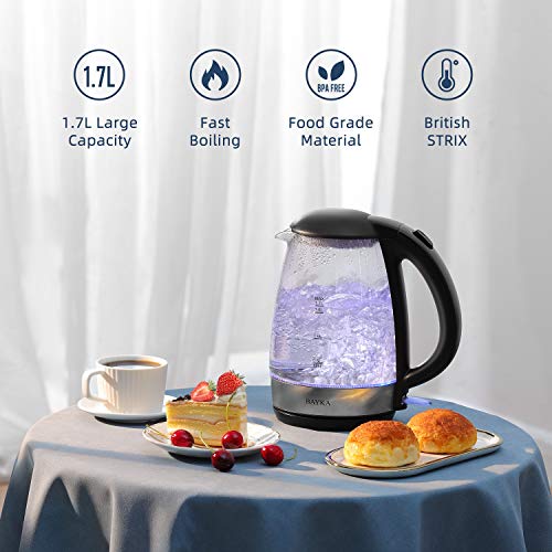 BAYKA Electric Kettle, 1.7L Tea Kettle with LED Indicator, Cordless Hot