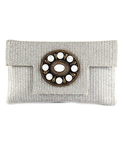 SAISHA Womens Clutch (Silver) (Contemporary)