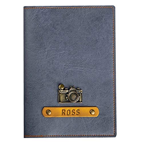 Personalized Passport Holder with Name and Charm, Custom Engraved Leather Passport Cover for Women and Men - Christmas Gifts for Travelers, Christmas, Honeymoon, Travel Gifts (Grey)