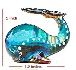 Handmade Blue Manta Ray Glass Pendant Necklace - Blown Art Glass Figurine, Ocean Theme, 18-Inch Rope