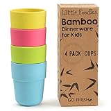 Go Fresh Bamboo Kids Cups, Set of 4 kids cups, bamboo drinking cups, Eco friendly kids dinnerware set, bamboo toddler cups without lids, Kids bamboo cups for everyday use