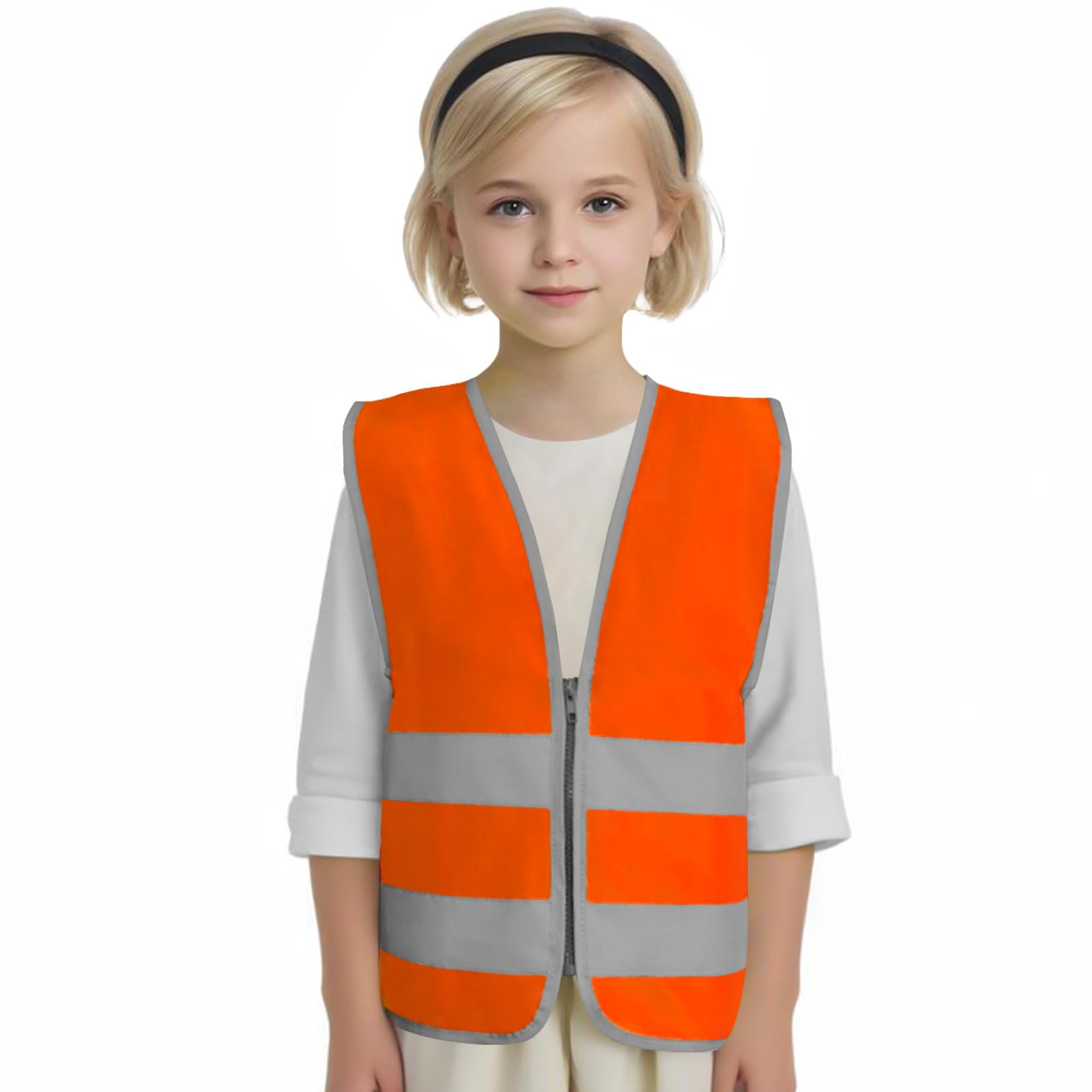 GRAUNTON Kids High Visibility Vest for Biking, Walking, Commuting, Children Safety, Orange, XS