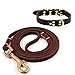 FAIRWIN Genuine 5Ft Leather Dog Leash Leads Rope for Large/Medium/Small Dogs Training/Walking (S - 5 ft x 3/8 inch, Reddish Brown)