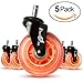 Iserlohn Office Chair Caster Wheels (5 Pack) Rollerblade Style Replacement Rubber Wheel, Heavy Duty Safe for Most Floor,Easy Installation, Orange