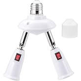 QWORK 2-in-1 Light Socket Extender, E26/E27 Bulb Extension Holder, 360&deg; Adjustable Dual Sockets, for LED, Security Cameras