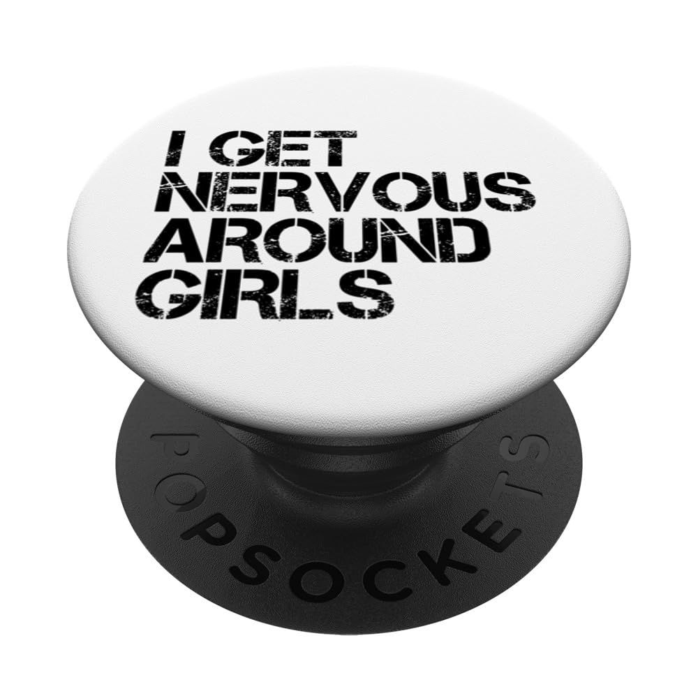 Funny Single I Get Nervous Around Girls Retro Vintage PopSockets Swappable PopGrip
