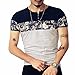 LOGEEYAR Men's Casual Slim Fit Short Sleeve Color Block Printing Henley T-Shirts A-White