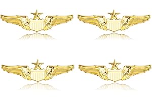 SUPERFINDINGS 4Pcs Wings Pin Alloy Gold Wing Pilot Badge 2.32'' Costume Lapel Pins Brooch Air Force Wing Pins Metal Aviator Wings Pin for Hat Shirt Uniform Pilot Costume