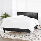 AmazonBasics Faux Leather Upholstered Platform Bed Frame with Wooden Slats, Queen