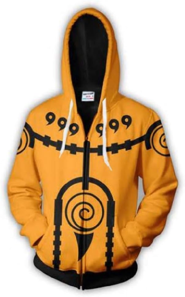 Naruto Six Paths Sage Mode Black and Yellow Zipper Hoodie Sweatshirt – Shippuden Boruto Cosplay