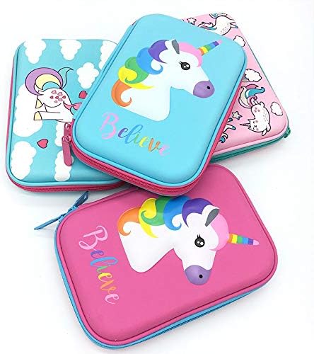 3 Pencil Case 3D Pencil Case Men and Women Multi-Function Pencil Case Unicorn Stationery Box Rose Red Unicorn 22 * 14 * 4Cm