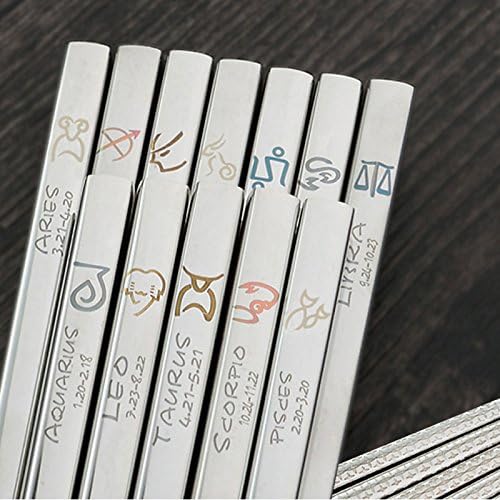304 Stainless Steel Korean Chopsticks Zodiac Patterns Personalized Engraving Patterns 12 Styles Libra