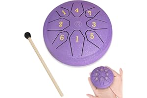 RANMING 4.5 Inch 8 Note C Key Steel Tongue Drum - Tongue Drum for Meditation, Yoga & Sound Therapy, Portable Handpan Drum with Soothing Harmonics, Ideal Gift for Beginner&Adults,Purple